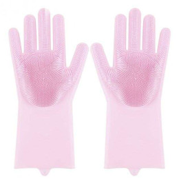 Силіконові рукавички Magic Silicone Gloves Pink для прибирання чистки миття посуду для будинку. Колір рожевий