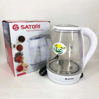 Електрочайник Satori SGK-4105-WT 1.8 л 1500 Вт, стильний електричний чайник, чайники з підсвічуванням 