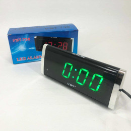 Електронний Годинник VST-730-4 green, цифровий настільний мережевий годинник, led alarm clock з будильником