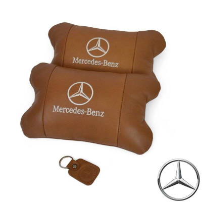 Комплект 2шт для підголівника Mercedes-Benz, виготовлених з натуральної коричневої шкіри. Комфорт в авто 