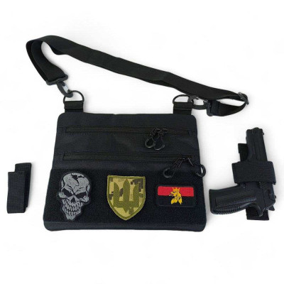 Сумка тактична чорна для скритого носіння з кобурою, чоловічий месенджер з кордури 