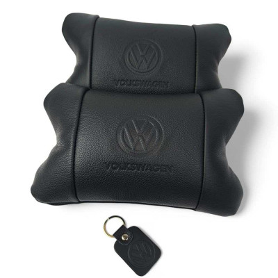 Набір шкіряних подушок 2шт - Volkswagen на підголовник у машину, Автомобільна подушка Набір шкіряних подушок 2шт - Volkswagen на підголовник у машину, Автомобільна подушка