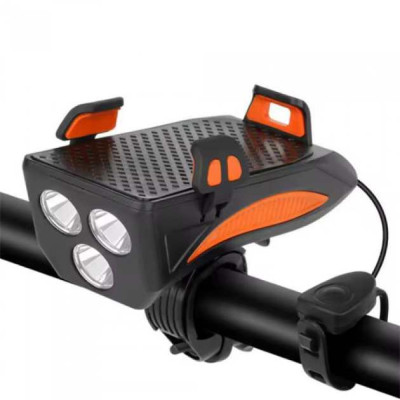 Фара велосипед FY-319B-3LM з акумулятором, сигналом, тримач для телефону ліхтар Фара велосипед FY-319B-3LM з акумулятором, сигналом, тримач для телефону ліхтар
