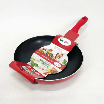 Сковорода Con Brio CB-2014 із антипригарним покриттям Pfluon 20 см, якісна сковорода. Колір: червоний 