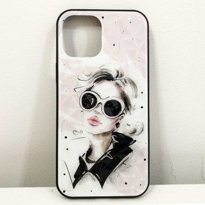 Чохол для Apple Iphone 12 Pro Max дівчина в окулярах. Колір: рожевий 