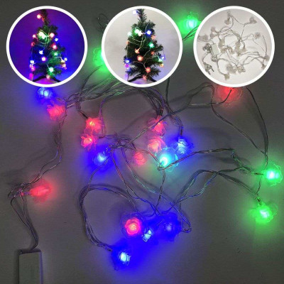 Гірлянда квіточки різнобарвні, провід прозорий, 3м Гірлянда квіточки різнобарвні, провід прозорий, 3м