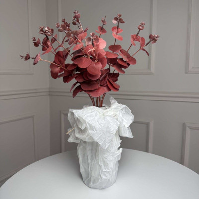 Букет евкаліпту штучний для декору 5шт/уп. Колір: бордовий 