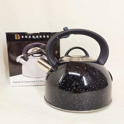 Чайник із свистком Edenberg EB-1440 з мармуровим покриттям 3л Black Чайник із свистком Edenberg EB-1440 з мармуровим покриттям 3л Black