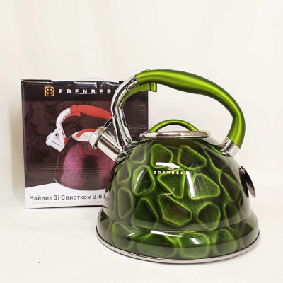 Чайник зі свистком Edenberg EB-1910 з турбо індукційним дном 3л Green Чайник зі свистком Edenberg EB-1910 з турбо індукційним дном 3л Green