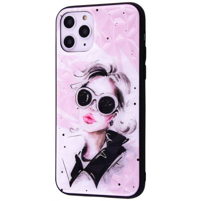 Чохол для Apple Iphone 11 Pro жінка в окулярах. Колір рожевий 