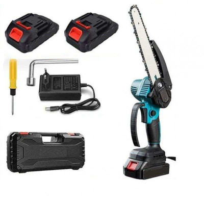 Акумуляторна ланцюгова міні пила KRAFFTEC 8 дюймів (20 см), з побутовою для дома, що перезаряджається батареєю. 