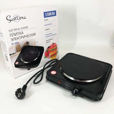 Плита електрична Suntera SP-1930, побутова плита, плита домашня. Колір: чорний 