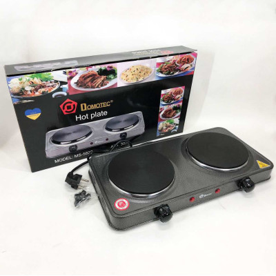 Електроплита Domotec MS-5822 2 диски 2000 Вт, плита електрична переносна двоконфоркова настільна 
