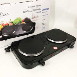 Плита електрична Suntera DP-1925, подвійна електроплита, потужна настільна електроплита. Колір: чорний Плита електрична Suntera DP-1925, подвійна електроплита, потужна настільна електроплита. Колір: чорний