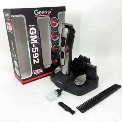 Машинка для стрижки 10в1 GEMEI GM-592, тример для бороди, триммер бездротової. Колір: чорний 