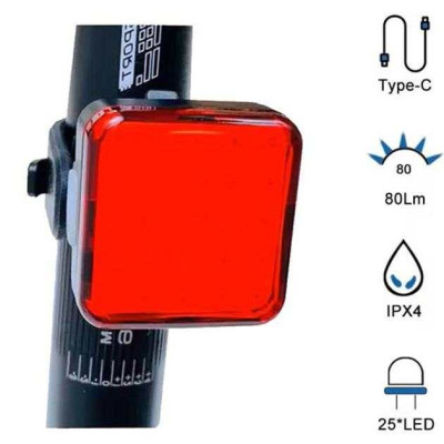 Велосипедний ліхтар задній габаритний MY-2107, 25LED, червоний, Миготливий велоліхтар, Стоп-сигнал на раму 