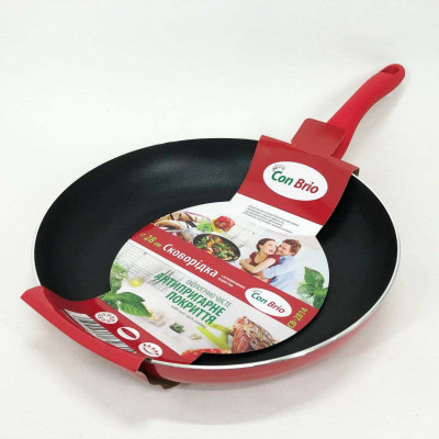 Сковорода 28 см Con Brio СВ-2814, сковорода для смаження, якісна сковорода. Колір: червоний 