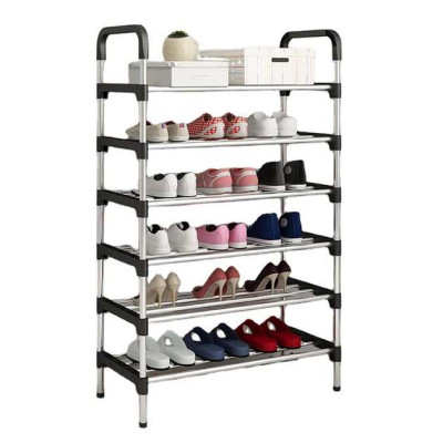 Полиця для взуття Shoe Rack 6 полиць Органайзер стійка 6 секцій 56х28х113см. Колір: чорний Полиця для взуття Shoe Rack 6 полиць Органайзер стійка 6 секцій 56х28х113см. Колір: чорний