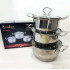 Набір каструль із нержавіючої сталі з кришками UNIQUE UN-5074, набір посуду для електричних плит 