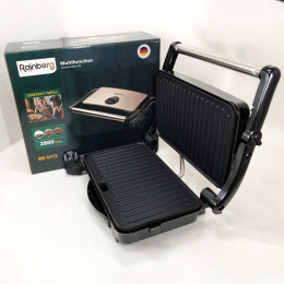 Гриль притискний Rainberg RB-5412 2800 Вт, Гриль для шаурми для дому, Гриль двосторонній контактний