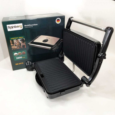 Гриль притискний Rainberg RB-5412 2800 Вт, Гриль для шаурми для дому, Гриль двосторонній контактний 