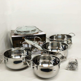 Набір посуду каструль із нержавіючої сталі Edenberg EB-3704 8 предметів з індукційним дном Набір посуду каструль із нержавіючої сталі Edenberg EB-3704 8 предметів з індукційним дном