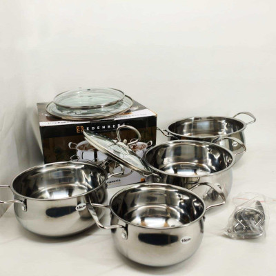 Набір посуду каструль із нержавіючої сталі Edenberg EB-3704 8 предметів з індукційним дном 