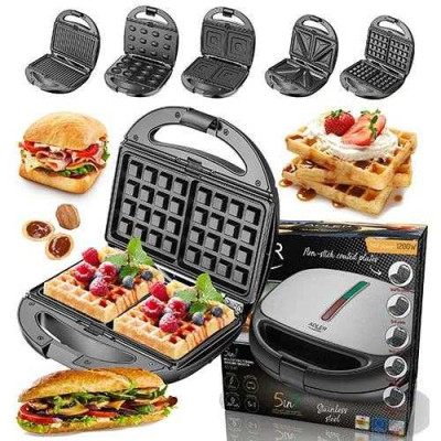 Сендвічниця вафельниця гриль ліщина 5в1 Adler AD 3040 1200Вт 