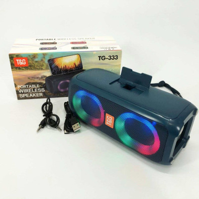 Портативна колонка TG333 2x5W з RGB підсвічуванням, гучна блютуз колонка. Колір: синій Портативна колонка TG333 2x5W з RGB підсвічуванням, гучна блютуз колонка. Колір: синій