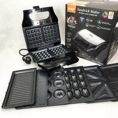 Вафельниця бутербродниця гриль сендвічниця електрична 8 в 1 RAF R.551 850W Мультипекар з 8 формами 