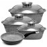 Набір казанів UNIQUE UN-5531 7 предметів, квадрат: 16 см, 20 см, 24 см, круглі 24 см сковорода 