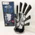 Набір кухонних ножів Rainberg RB-2499 8 предметів на підставці, що обертається Black 