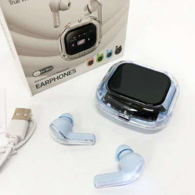 Бездротові вакуумні навушники TWS з дисплеєм LED, вологозахист IPx4 Bluetooth 5.4 з кейсом. Колір: блакитний Бездротові вакуумні навушники TWS з дисплеєм LED, вологозахист IPx4 Bluetooth 5.4 з кейсом. Колір: блакитний
