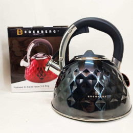 Чайник із нержавіючої сталі Edenberg EB-8833 зі свистком з індукційним дном 3л Black Чайник із нержавіючої сталі Edenberg EB-8833 зі свистком з індукційним дном 3л Black
