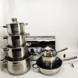 Набір посуду з кришками Edenberg EB-4080 із нержавіючої сталі 12 предметів 2.1л-6.5л Набір посуду з кришками Edenberg EB-4080 із нержавіючої сталі 12 предметів 2.1л-6.5л