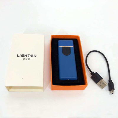 Електрозапальничка USB ZGP ABS, сенсорна електрична запальничка спіральна. Колір: синій 