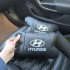 Набір подушок для авто Hyundai 2шт, натуральна шкіра, чорний колір, комфортні підголовники в автомобіль 