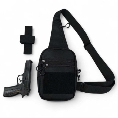 Тактична чоловіча сумка з кобурою Cordura 1000D – 6 кишень, чорна 