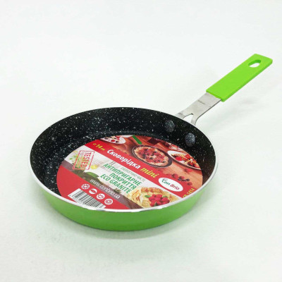 Сковорода Con Brio CB-1414, 14см, Міні, Eco Granite, сковорода зручна на кухню. Колір: зелений 