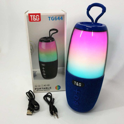 Портативна колонка TG644 5W з RGB підсвічуванням та ремінцем, музичні колонки для вулиці. Колір: синій 