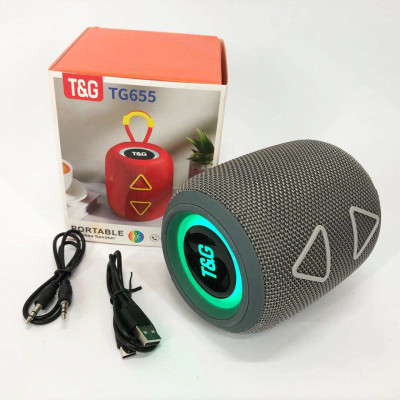 Портативна колонка TG655 5W з RGB підсвічуванням та ремінцем, Гучна блютуз колонка. Колір: сірий 