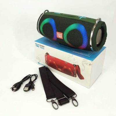 Портативна колонка TG642 з RGB підсвічуванням та ремінцем, гучна блютуз колонка. Колір: зелений Портативна колонка TG642 з RGB підсвічуванням та ремінцем, гучна блютуз колонка. Колір: зелений