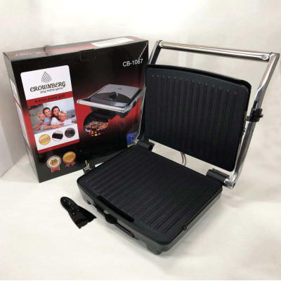 Гриль притискний Crownberg CB-1067, Електричний контактний гриль для дому з терморегулятором 2000Вт 