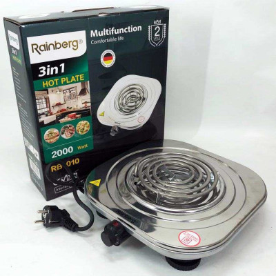 Електроплита Rainberg RB-010 спіральна, плита електрична настільна Рейнберг 1 конфорка 2000 Вт Електроплита Rainberg RB-010 спіральна, плита електрична настільна Рейнберг 1 конфорка 2000 Вт