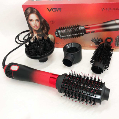 Фен-щітка стайлер VGR V-484 4 в 1. Колір: червоний 