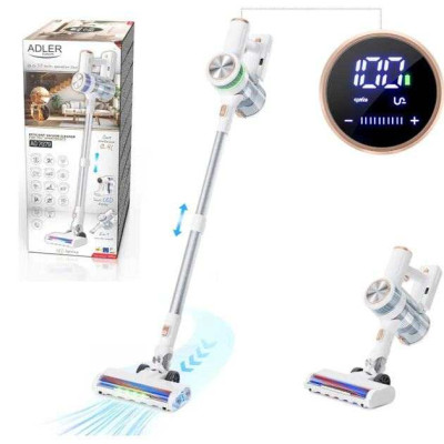 Вертикальний акумуляторний пілосос Adler AD 7079 300Вт сенсорний дисплей LED HEPA 13, набір насадок 