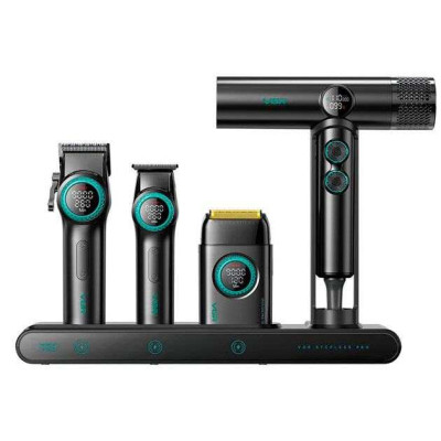 Набір VGR STEPLERSS RPO 4 IN 1 BLACK, триммер, машинка для стрижки, електробритва, фен 