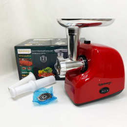 М'ясорубка електрична Rainberg RB-2319 із системою реверсу насадка куббе 3000Вт Red