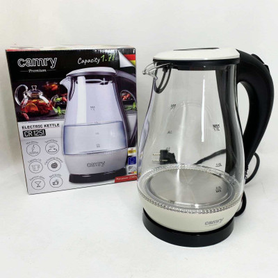 Електрочайник Camry CR 1251 1.7л 2000Вт скляний з підсвічуванням 