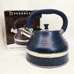 Чайник зі свистком Edenberg EB-8856 з мармуровим покриттям та турбо індукційним капсульним дном 3л Blue Чайник зі свистком Edenberg EB-8856 з мармуровим покриттям та турбо індукційним капсульним дном 3л Blue